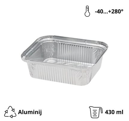 Alu posuda 435 ml 146x121x40 mm 100 kom/pak