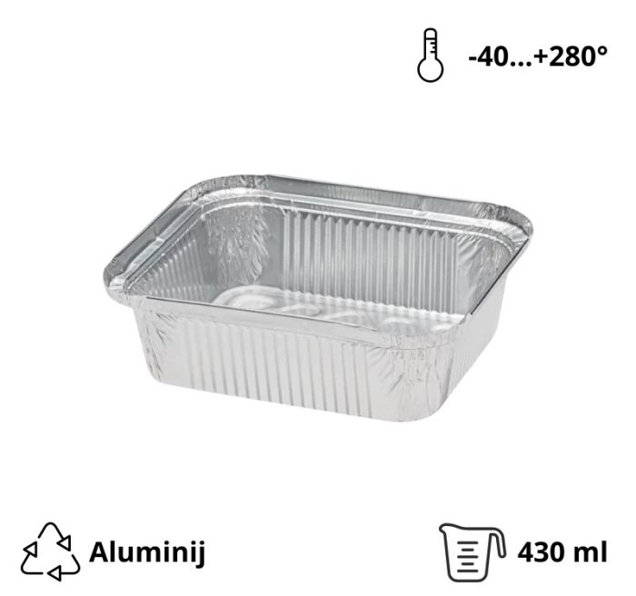Alu posuda 435 ml 146x121x40 mm 100 kom/pak