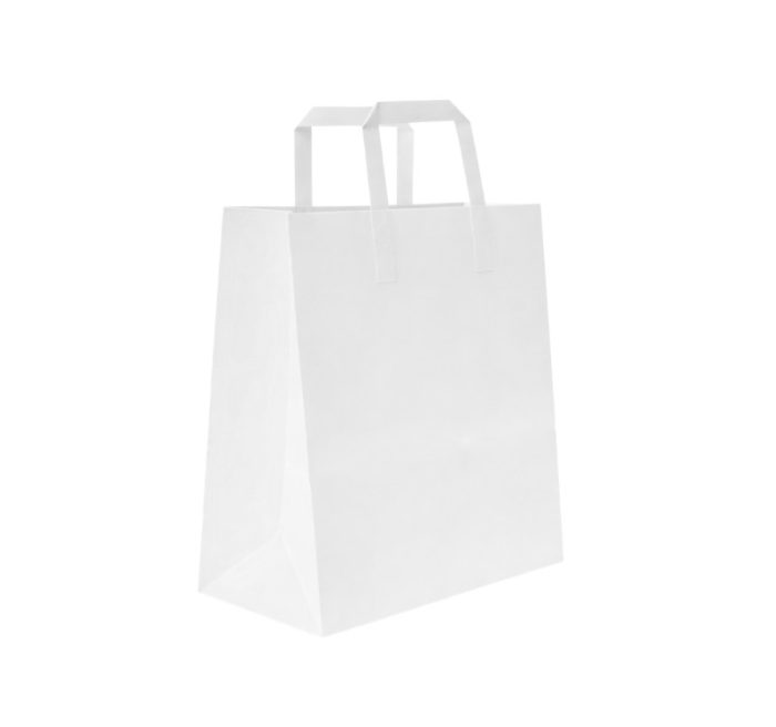 Papirnata vrećica sa ravnom ručkom 180x90x220 mm bijela 250 kom/pak