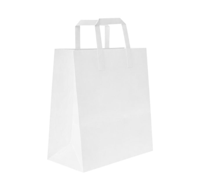 Papirnata vrećica sa ravnom ručkom 260х120х340 mm bijela 250 kom/pak