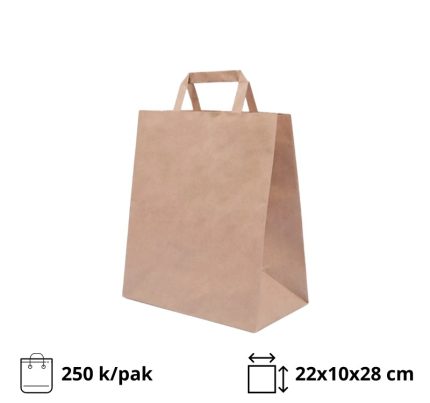 Papirnata vrećica sa ravnom ručkom 220х100х280 mm kraft 250 kom/pak