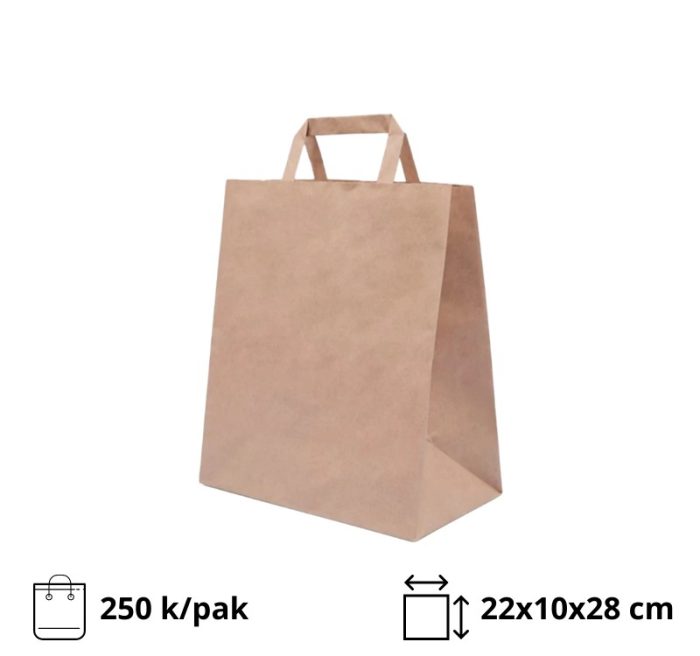 Papirnata vrećica sa ravnom ručkom 220х100х280 mm kraft 250 kom/pak