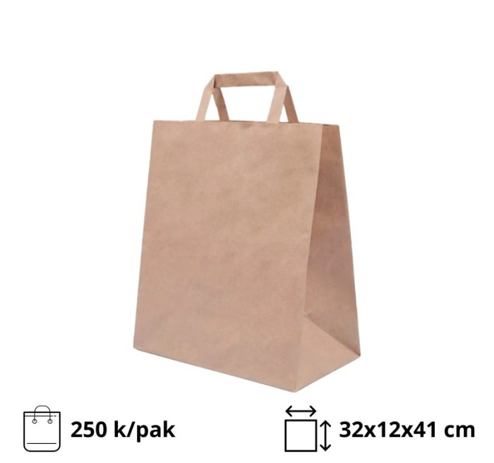 Papirnata vrećica sa ravnom ručkom 320х120х410 mm kraft 250 kom/pak