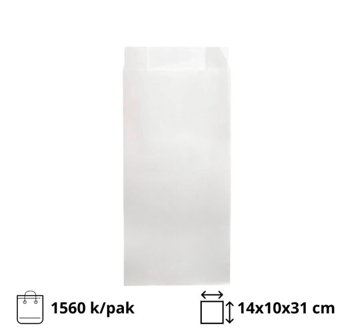 Papirnata vrećica 140х100×310 mm bijela 1560 kom/pak