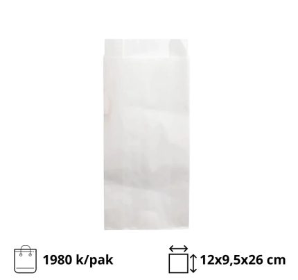 Papirnata vrećica 120х95×260 mm bijela 1980 kom/pak