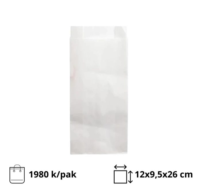 Papirnata vrećica 120х95×260 mm bijela 1980 kom/pak