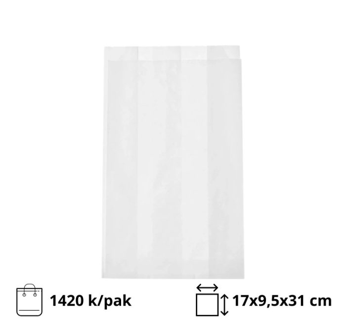 Papirnata vrećica  170х95×310 mm bijela 1420 kom/pak