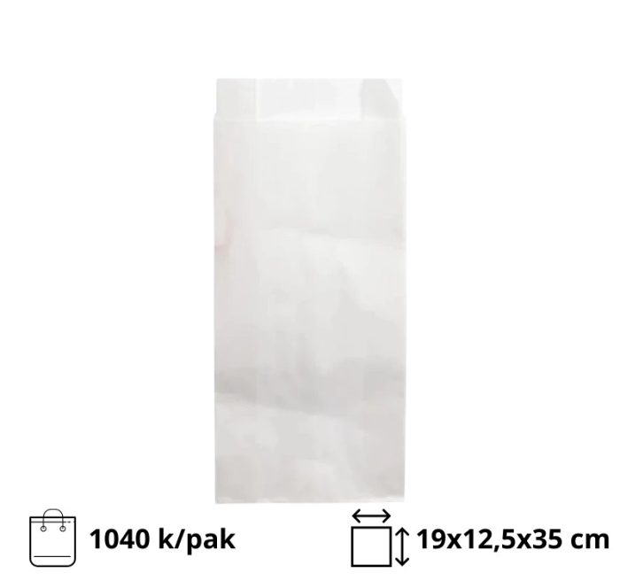 Papirnata vrećica 190х125×350 mm bijela 1040 kom/pak