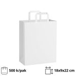 Papirnata vrećica sa ravnom ručkom 180x90x220 mm bijela 500 kom