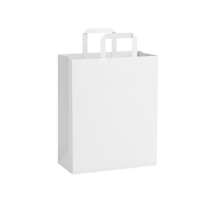 Papirnata vrećica sa ravnom ručkom 180x90x220 mm bijela 500 kom