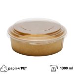 Posuda papirnata za poklopcem 1300 ml d=187 mm, h=69 mm kraft, 50 kom (komplet)