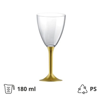 Čaša za vino PS 180 ml sa zlatnom drškom 20 kom/pak