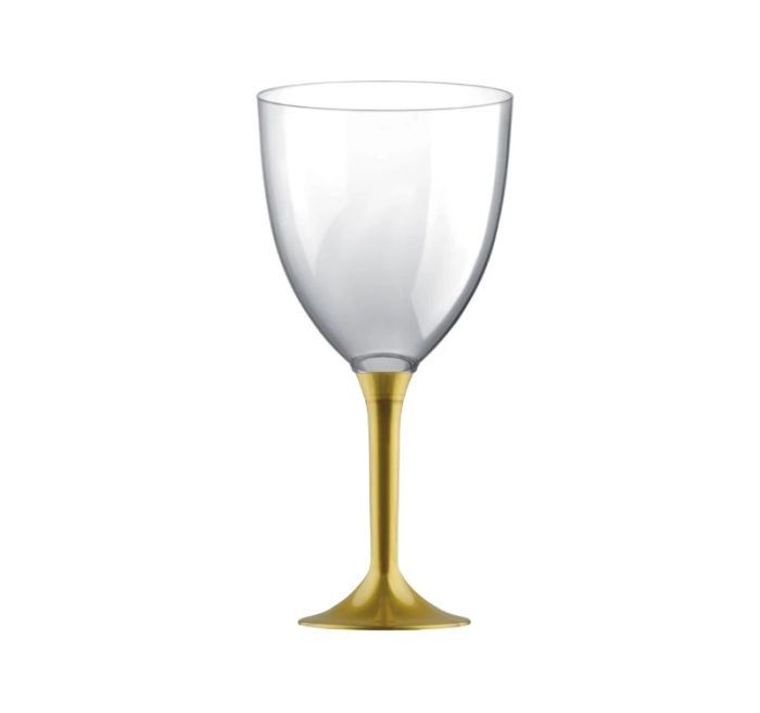 Čaša za vino PS 300 ml sa zlatnom drškom 20 kom/pak