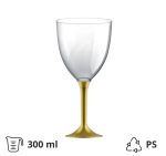 Čaša za vino PS 300 ml sa zlatnom drškom 20 kom/pak