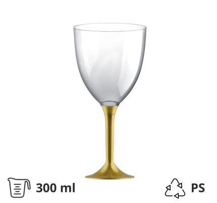 Čaša za vino PS 300 ml sa zlatnom drškom 20 kom/pak