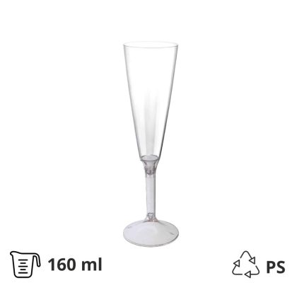 Čaša za šampanjac PS 160 ml sa prozirnom drškom 20 kom/pak