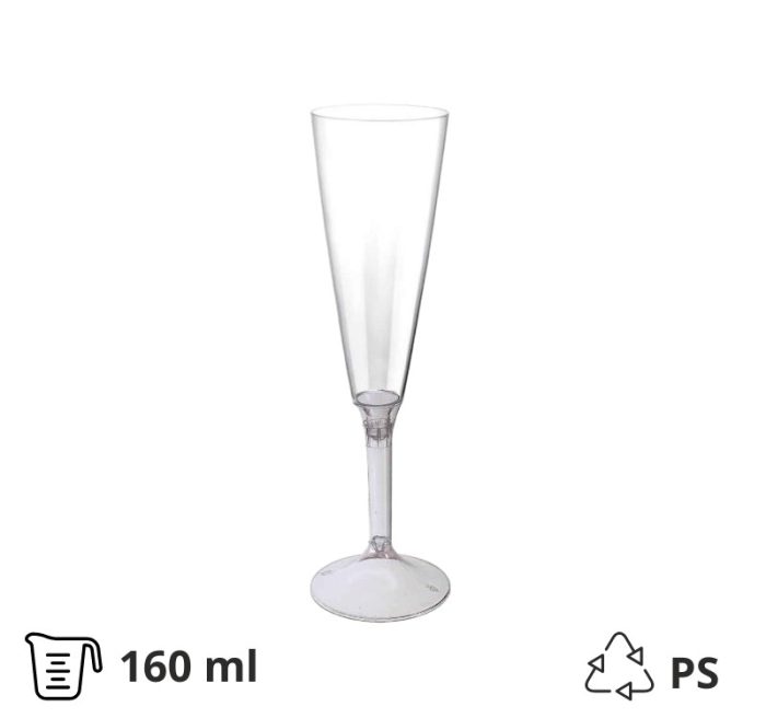 Čaša za šampanjac PS 160 ml sa prozirnom drškom 20 kom/pak