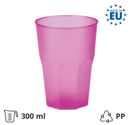 Čaša za koktel PP 300 (420) ml fuksija 20 kom/pak