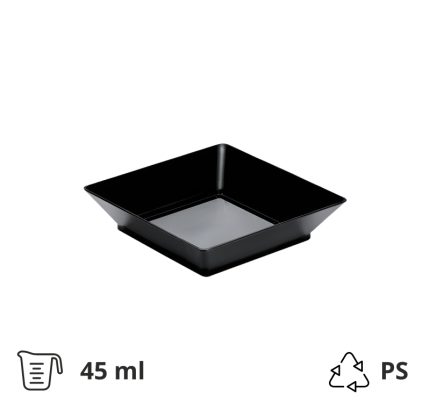 Fingerfood posudica PS 45 ml 65×65 mm Tray crna 25 kos/pak