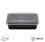 Posuda sa poklopcem PP 650 ml 173х123х49 mm crna 50 kom