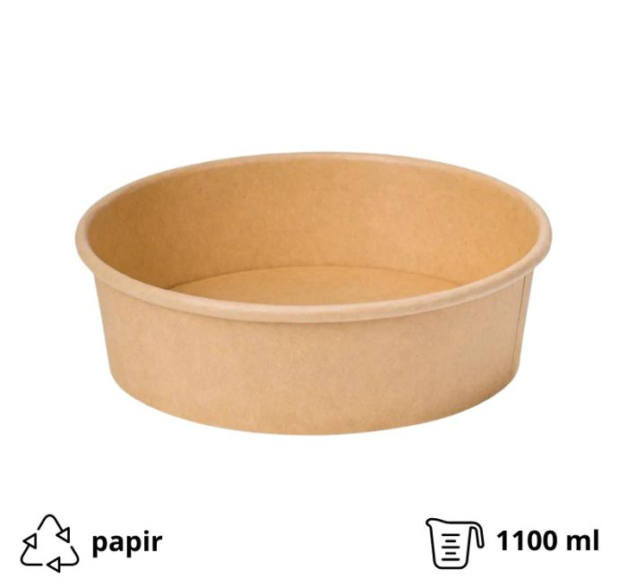 Papirnata posuda 1100 ml d=165 mm h=60 mm kraft bez poklopca 50 kom