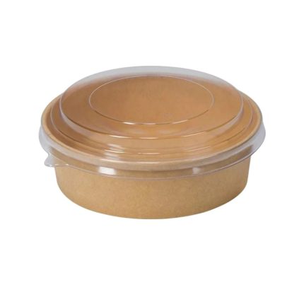 Papirnata posuda 1100 ml d=165 mm h=60 mm kraft za poklopcem 50 kom (komplet)