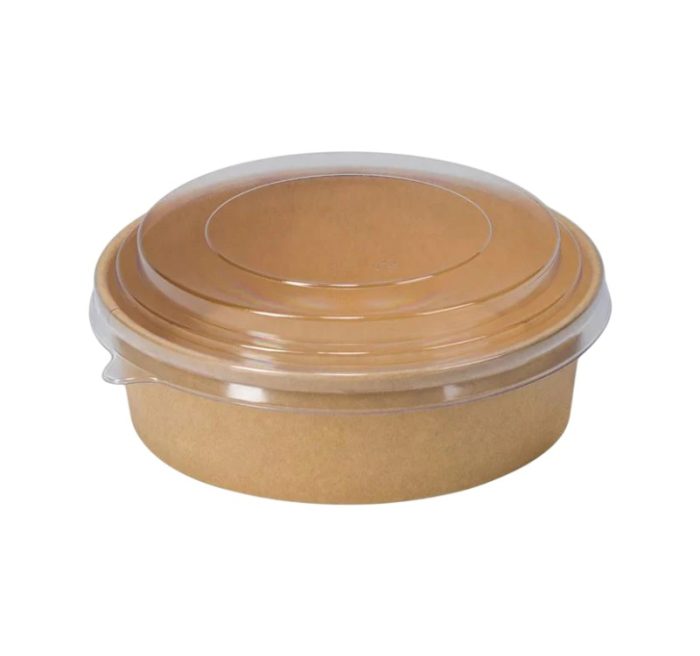 Papirnata posuda za poklopcem 1100 ml d=165 mm h=60 mm kraft 50 kom (komplet)