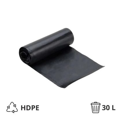 Vreća za smeće HDPE/virgin 30 l 50×60 cm 6 my crna 50 kom/rol