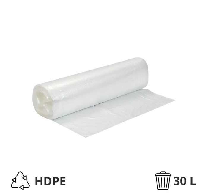 Vreća za smeće HDPE/virgin 30 l 50×60 cm 15 my prozirna 40 kom/rol