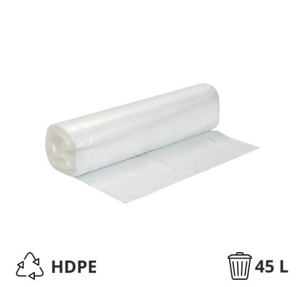 Vreća za smeće HDPE/virgin 45 l 60×70 cm 15 my prozirna 40 kom/rol