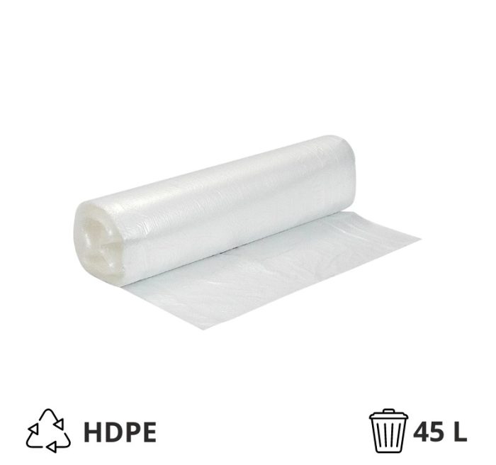 Vreća za smeće HDPE/virgin 45 l 60×70 cm 15 my prozirna 40 kom/rol