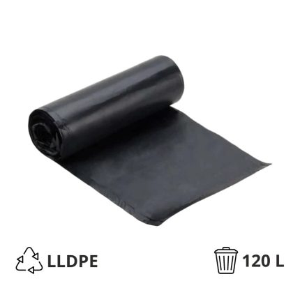 Vreća za smeće LLDPE/reciklat 120 l 70×110 cm 20 my crna 20 kom/rol