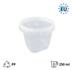 Posuda PP 250 ml d=85 mm prozirna, sa poklopcem (komplet)