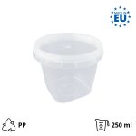 Posuda PP 250 ml d=85 mm prozirna, sa poklopcem (komplet)