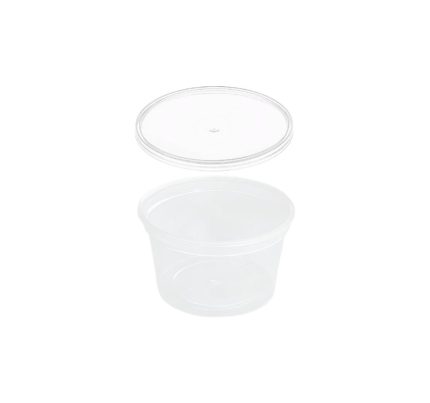 Posuda PP 250 ml d=90 mm prozirna, sa poklopcem, 50 kom (komplet)