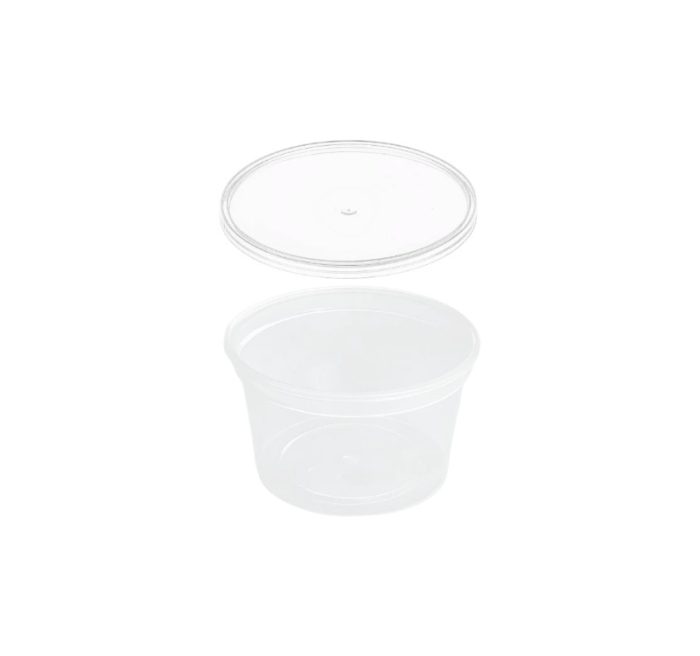 Posuda PP 250 ml d=90 mm prozirna, sa poklopcem, 50 kom (komplet)
