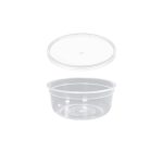 Posuda PP 300 ml d=90 mm prozirna, sa poklopcem, 150 kom (komplet)