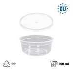 Posuda PP 300 ml d=90 mm prozirna, sa poklopcem, 150 kom (komplet)