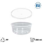 Posuda PP 300 ml d=90 mm prozirna, sa poklopcem, 150 kom (komplet)