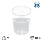 Posuda PP 500 ml d=108 mm prozirna, sa poklopcem (komplet)
