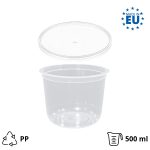 Posuda PP 500 ml d=108 mm prozirna, sa poklopcem (komplet)