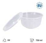 Posuda PP 750 ml d=140 mm prozirna, sa poklopcem (komplet)