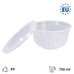 Posuda PP 750 ml d=140 mm prozirna, sa poklopcem (komplet)
