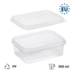 Posuda PP 900 ml 195×127 mm prozirna, sa poklopcem (komplet)
