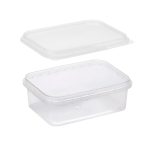 Posuda PP 900 ml 195×127 mm prozirna, sa poklopcem (komplet)