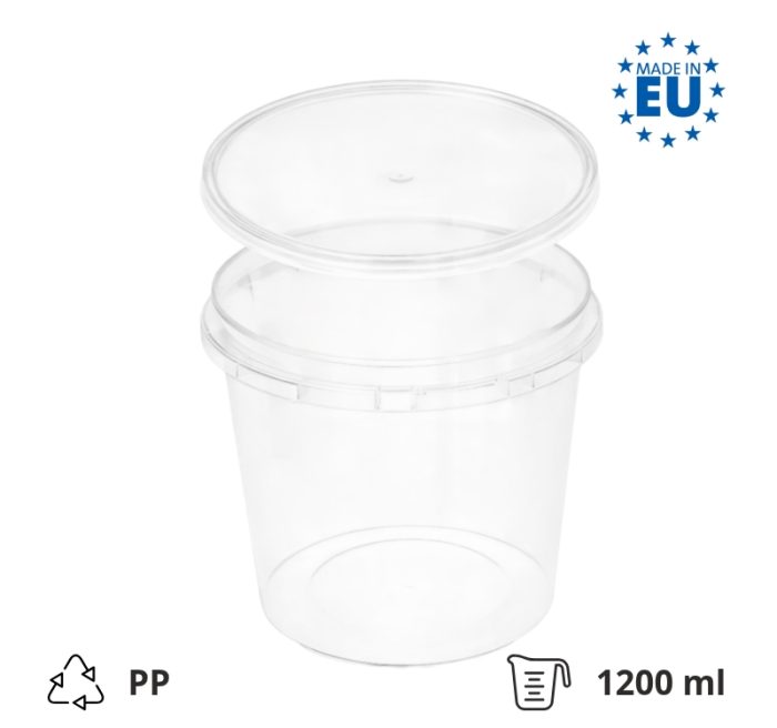 Posuda PP 1200 ml prozirna, za poklopcem, 30 kom (komplet)