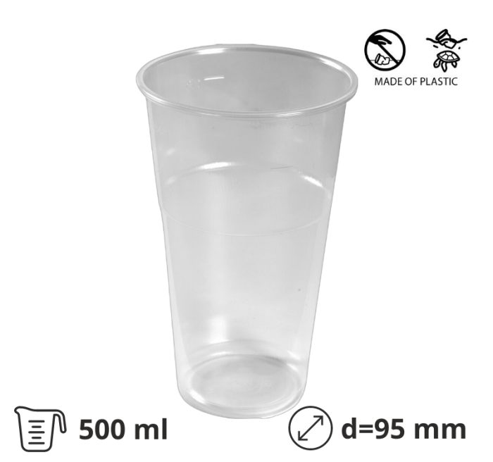 Čaša PP 500 ml prozirna d=9.5cm, h=15cm (draft beer) 50 kom