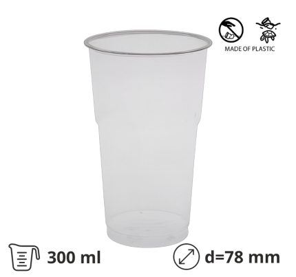 Čaša rPet 300 ml prozirna tvrde sa žigom d=78 mm 50 kom