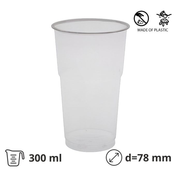 Čaša rPet 300 ml prozirna tvrde sa žigom d=78 mm 50 kom