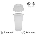 Čaša rPet 300 ml prozirna tvrde sa žigom za poklopcem d=78 mm (komplet)